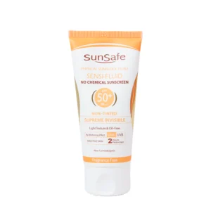 فلوئید ضد آفتاب بی رنگ سان سیف با SPF50 مناسب پوست حساس حجم 50 میلی لیتر